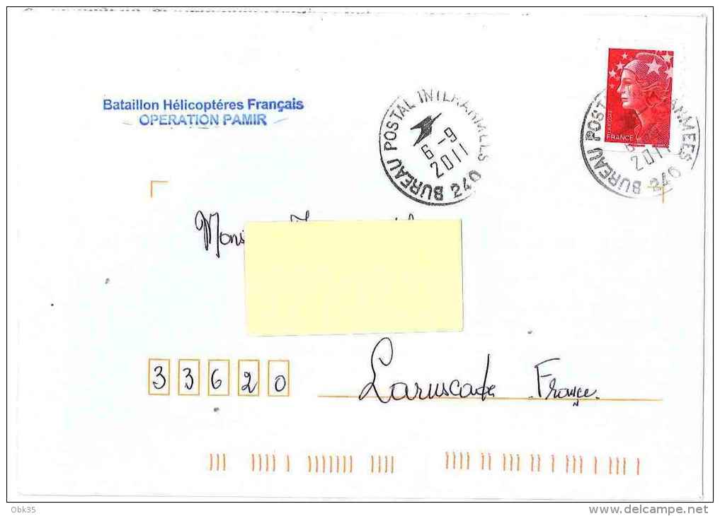 J31  LETTRE BPI 240 KABOUL GUERRE AFGHANISTAN ALAT HÉLICOPTÈRES - 2011 - Cachets Militaires A Partir De 1900 (hors Guerres)