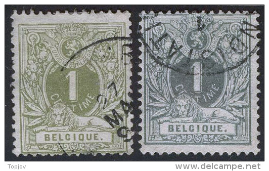 BELGIUM - BELGIQUE - CHIFFRE - VERT + OLIV - 1869-1888 Leone Coricato