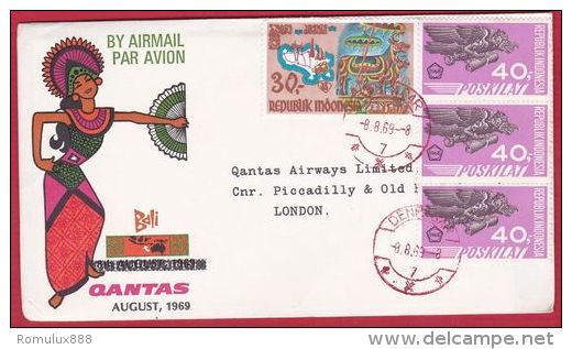 QANTAS FIRST FLIGHT INDONESIA-LONDON 1969 - First Flight Covers