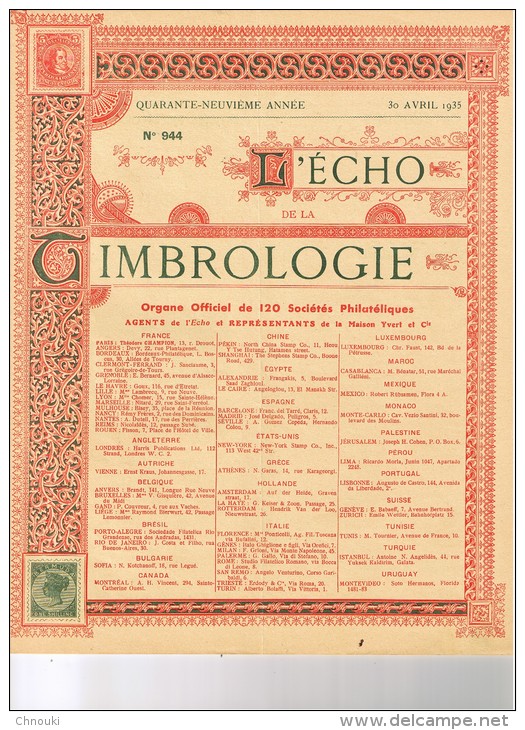 L´ECHO DE LA TIMBROLOGIE - Année 1935 - N° 944 - Frans (tot 1940)