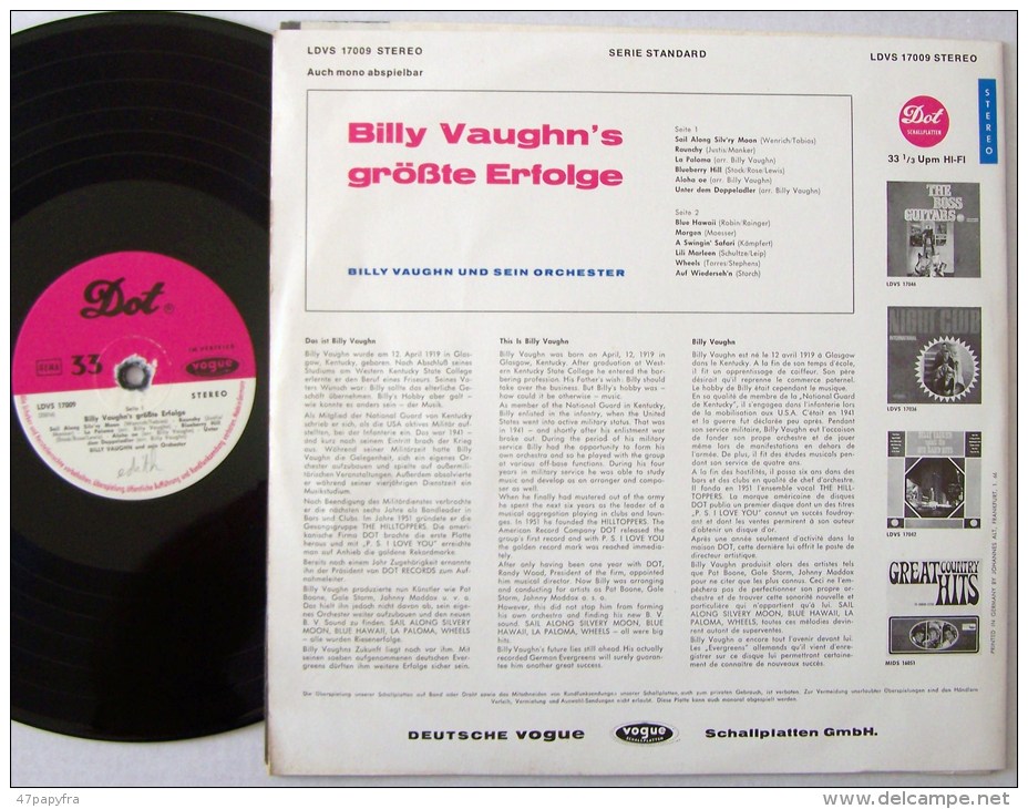 Billy VAUGHNs RARE LP VOGUE JAZZ Sail Along Silv'ry Moon Made In GERMANY - Jazz