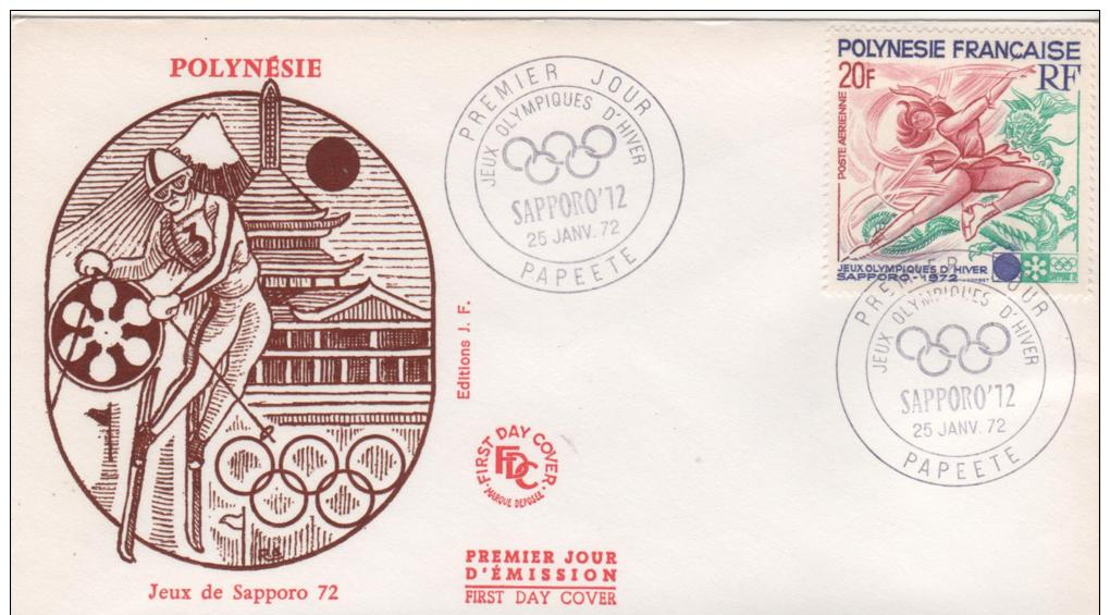 POLYNESIE FRANCAISE  PAPEETE  Jeux Olympiques De Sapporo 72  25/01/72 - FDC