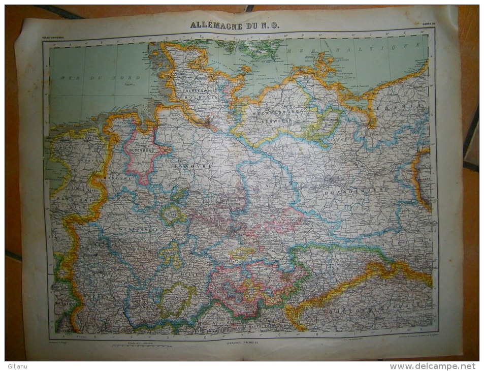 ANCIENNE CARTE DE L ALLEMAGNE DU NORD OUEST   DIM 57 X 45 CM - Topographische Karten