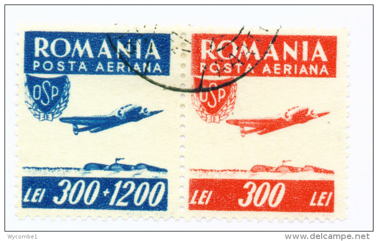 ROMANIA - 1946 Air Sports Joined Pair Used As Scan - Usati