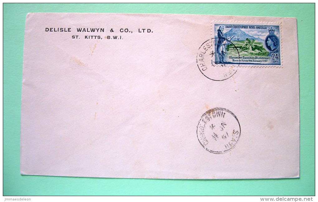 St. Christopher, Nevis & Anguilla 1957 FDC Cover - Alexander Hamilton - St.Christopher-Nevis-Anguilla (...-1980)