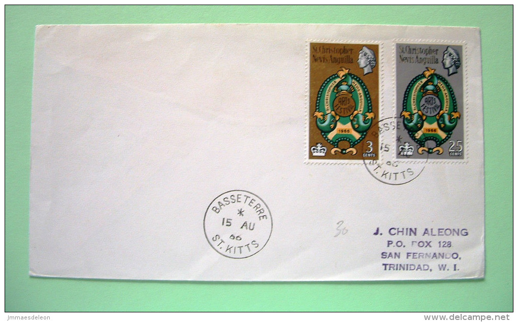 St. Christopher, Nevis & Anguilla 1966 FDC Cover To Trinidad - Festival Of Arts - Dolphins - San Cristóbal Y Nieves - Anguilla (...-1980)