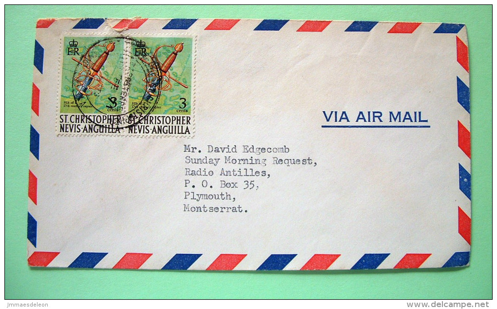 St. Christopher, Nevis & Anguilla 1971 Cover To Montserrat - Rapier Spade - St.Christopher, Nevis En Anguilla (...-1980)
