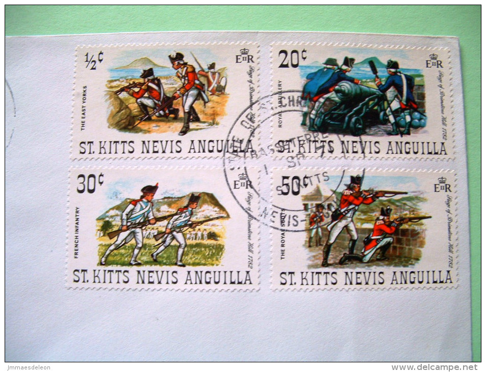St. Christopher, Nevis & Anguilla 1971 FDC Cover To London - Military Uniforms - Brimstone Hill (Scott 245/48 = 1.70 $) - St.Christopher-Nevis-Anguilla (...-1980)