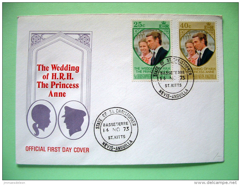 St. Christopher, Nevis & Anguilla 1973 FDC Cover - Wedding Of Princess Anne - St.Christopher-Nevis-Anguilla (...-1980)