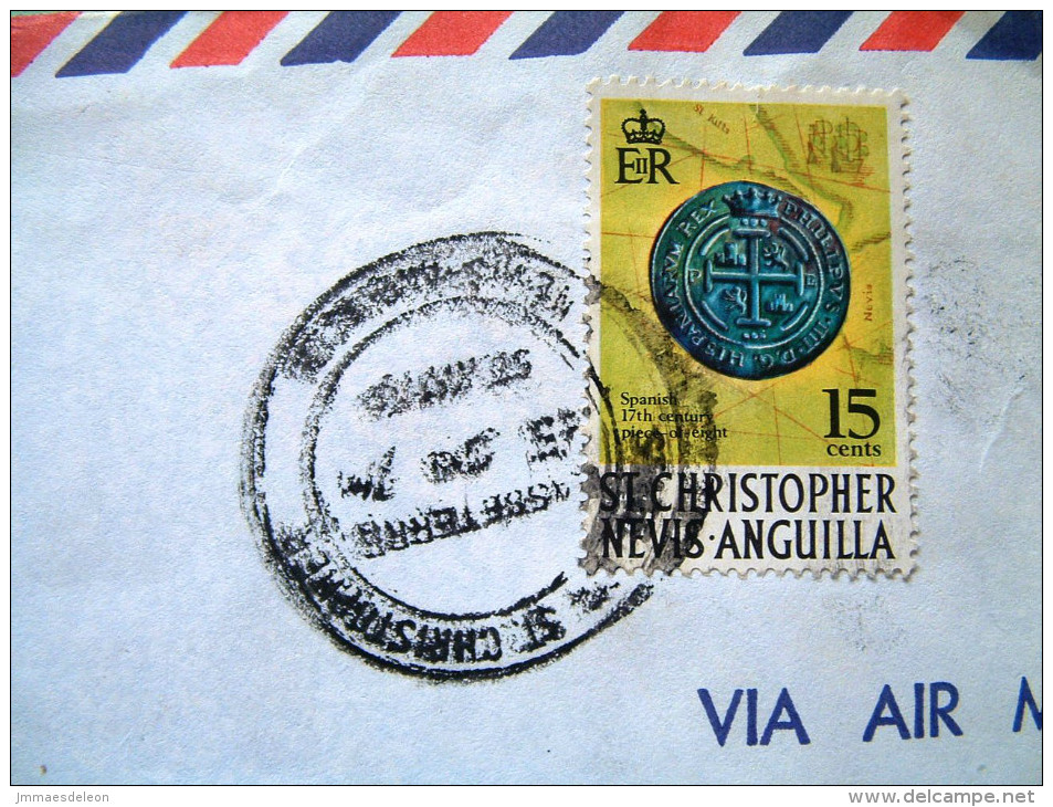 St. Christopher, Nevis & Anguilla 1974 Cover To Montserrat - Spanish Coin And Map - St.Christopher, Nevis En Anguilla (...-1980)