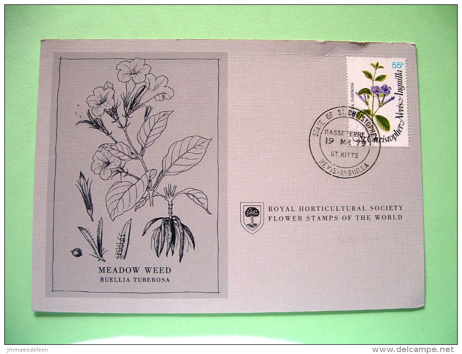 St. Christopher, Nevis & Anguilla 1979 FDC Card - Flowers - Royal Horticultural Soc. - St.Christopher-Nevis-Anguilla (...-1980)