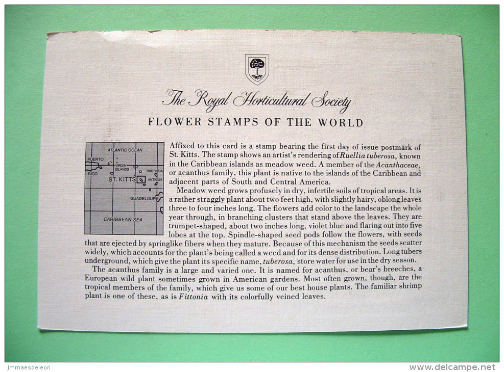 St. Christopher, Nevis & Anguilla 1979 FDC Card - Flowers - Royal Horticultural Soc. - St.Christopher, Nevis En Anguilla (...-1980)