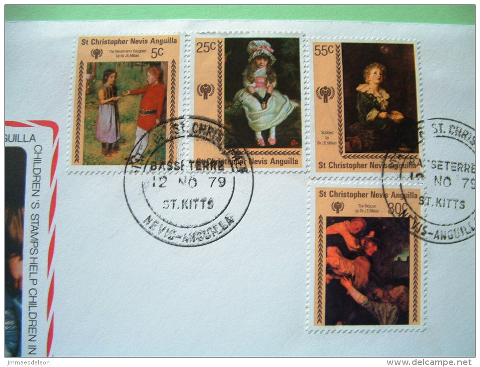 St. Christopher, Nevis & Anguilla 1979 FDC Cover - IYC International Year Of The Child - Paintings By Everett Millais - San Cristóbal Y Nieves - Anguilla (...-1980)