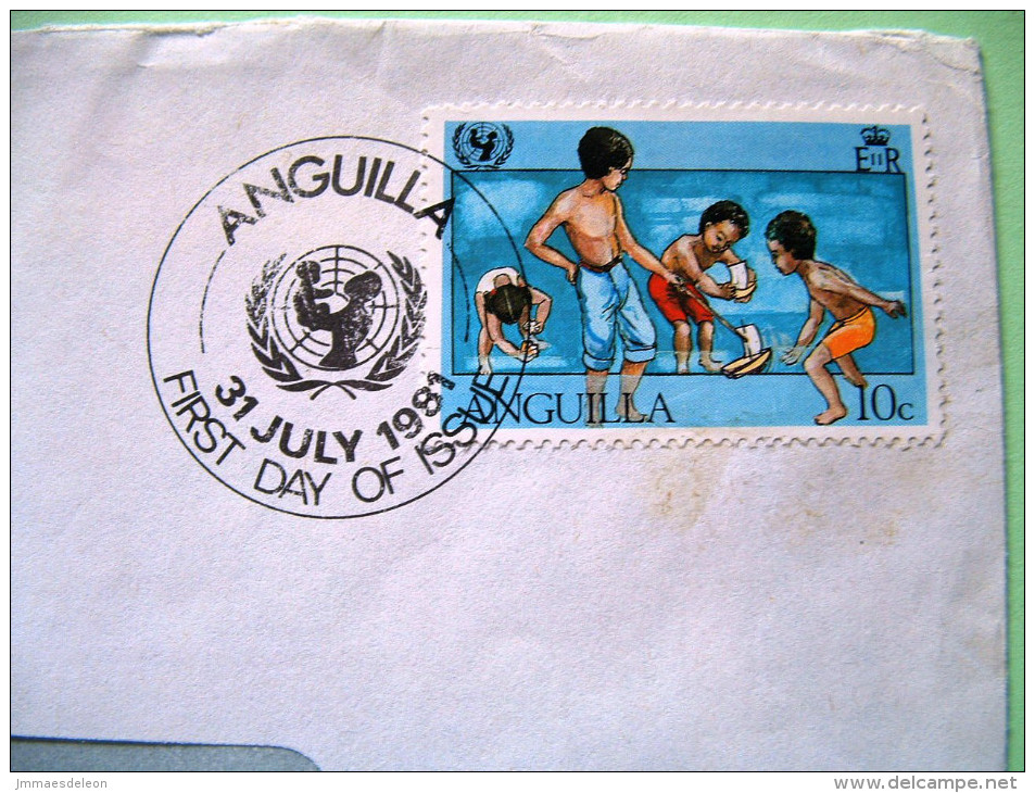 Anguilla 1981 FDC Cover - UNICEF 35 Anniv. - Chidren Sailing Boats - Anguilla (1968-...)