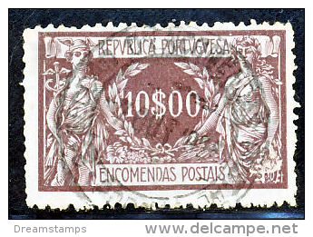 !										■■■■■ds■■ Portugal Parcel Post 1920 AF#17ø "Commerce" 10$00 VFU (x8231) - Gebruikt