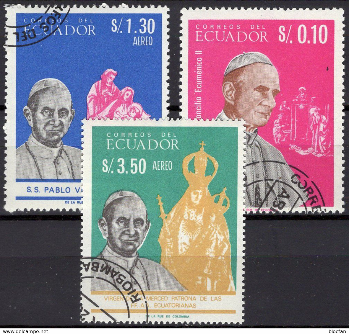 Papst-Besuch 1966 Ecuador 1242/4 O 4€ Porträt Paul VI. Madonna Heilige Familie Christus Church Set Of Souht-America - Equateur