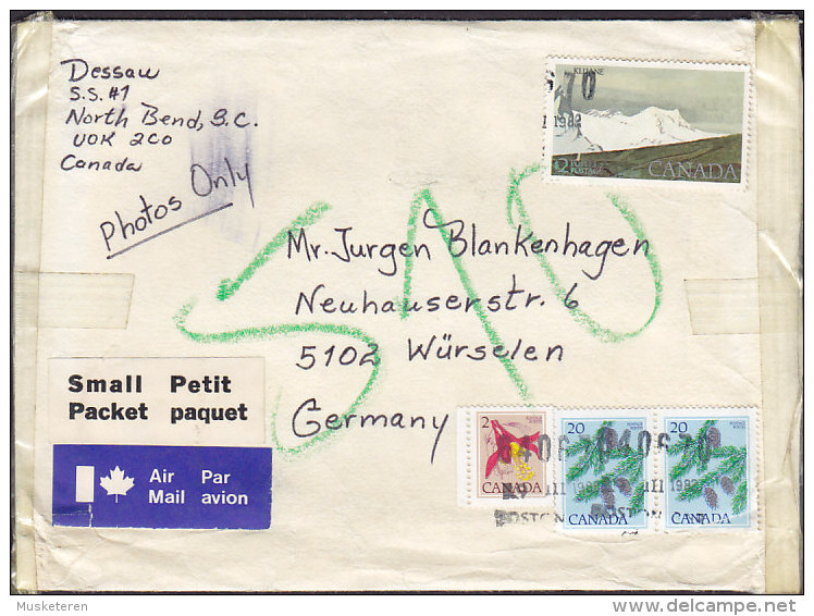 Canada Airmail Par Avion Small Packet Petit Paquet 1982 Cover Brief To WÜRSELEN Germany Douane Customs Label (2 Scans) - Luftpost