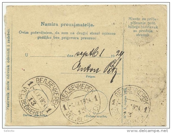 Yugoslavia 1924 Vojvodina - Zagreb To Veliki Beckerek - Registered - Recommandé - Briefe U. Dokumente