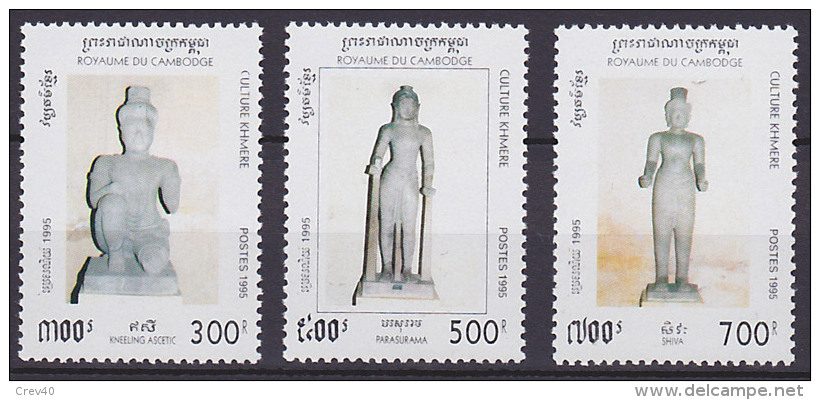 Série De 3 TP Neufs ** N° 1257/1259(Yvert) Cambodge 1995 - Culture Khmère, Statues - Cambodia