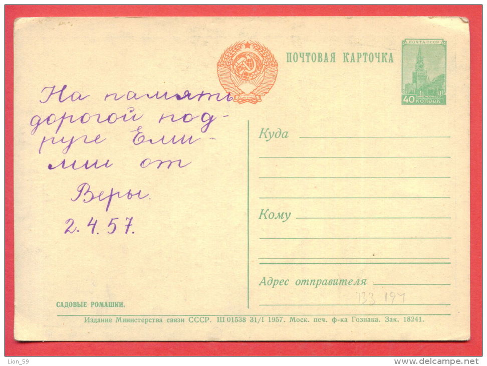 133194 / Flora Flore 1957 Flower Fleur Blüte Chamomile Lawn  / Stationery Entier Ganzsachen / Russia Russie - 1950-59