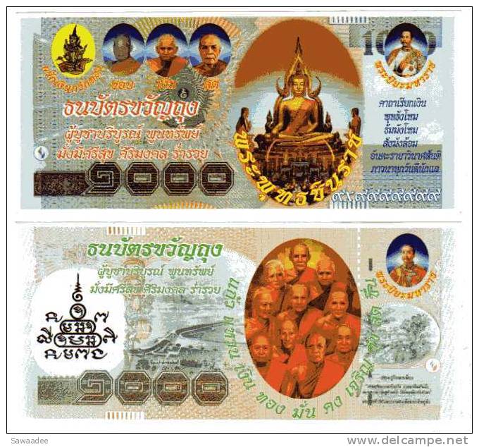 BILLET DE TEMPLE - THAILANDE - MOINE - STATUE DE BOUDDHA DE PHISANOLOK - Tailandia