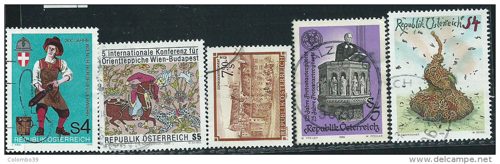 Austria 1986 Usato - Mi.1861/5  Yv.1689/0;1692/3;1695 - Usati