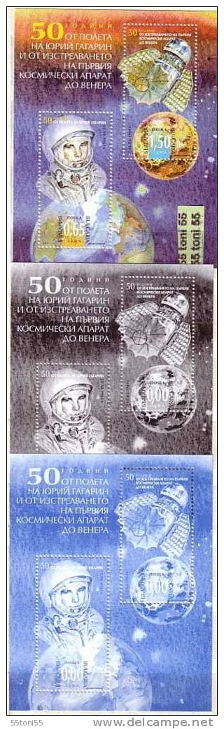 2011 ,50th Anniversary Of Yuri Gagarin's Flight Into Space  3 S/S – MNH Normal+2special BULGARIA / BULGARIE - Neufs