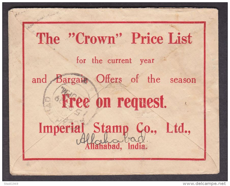 Letter DOW HILL ALLAHABAT INDIA 1929 (553) - Briefe