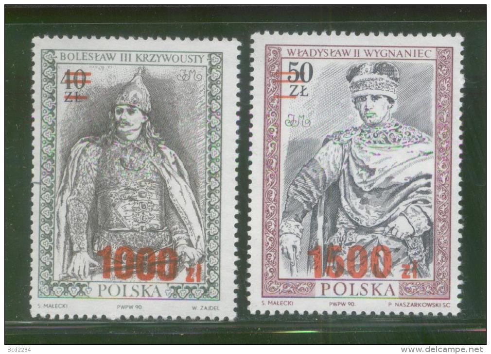 POLAND 1991 KINGS & QUEENS OF POLAND SERIES 5 SET OF 2 NHM KING BOLESLAUS III WLADISLAUS III - Gebraucht