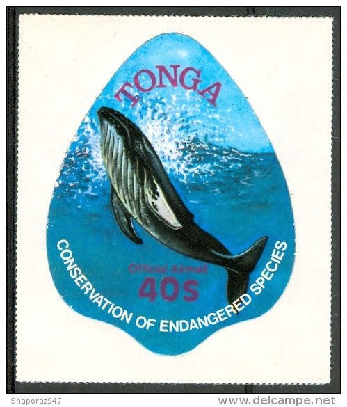 1978 Tonga OFFICIAL AIRMAIL Cetacei Cetaceans Balene Whales Baleines Adesivi Adhesives MNH** Fo39 - Tonga (1970-...)