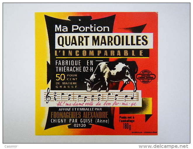 A-02040 - étiquette De Fromage QUART MAROILLES - Alexandre à CHIGNY - Aisne 02D - Cheese