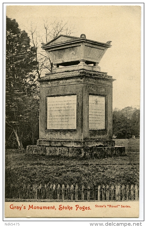 STOKE POGES : GRAY'S MONUMENT - Buckinghamshire