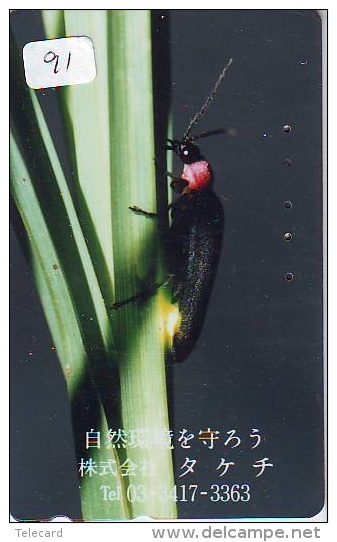 Télécarte JAPON * TELEFONKARTE JAPAN (91) INSECTE * Scarabée * BEETLE INSECT Phonecard * KEVER * - Autres & Non Classés