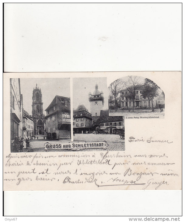 SELESTAT-SCHLETTSTADT (Bas-Rhin)   Gruss Aus ... 3 Vues -  PRECURSEUR -VOIR 2 SCANS - - Selestat