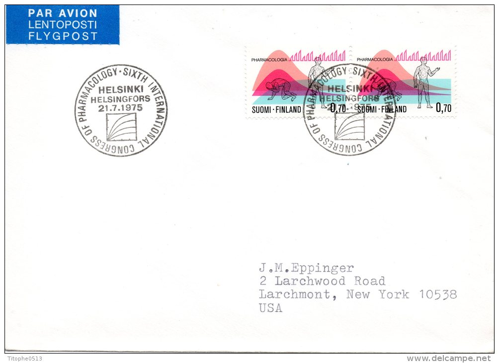 FINLANDE. N°732 X2 Sur Enveloppe 1er Jour (FDC) De 1975. Pharmacie. - Pharmacy