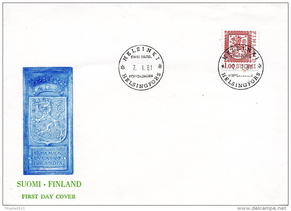 FINLANDE. N°840 Sur Enveloppe 1er Jour (FDC) De 1981. Armoiries. - Omslagen