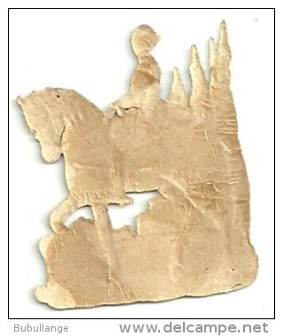 Découpis Gaufrés, Brillant, Cheval Et Son Cavalier, Habit Noble Renaissance, DIM 3cm X 3cm - Animaux