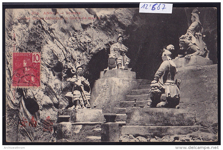 Annam - Tourane - Quatre Génies Défendant  La Grotte De Marbre  ; Timbre Indochine Française 1907 (12´687) - Viêt-Nam