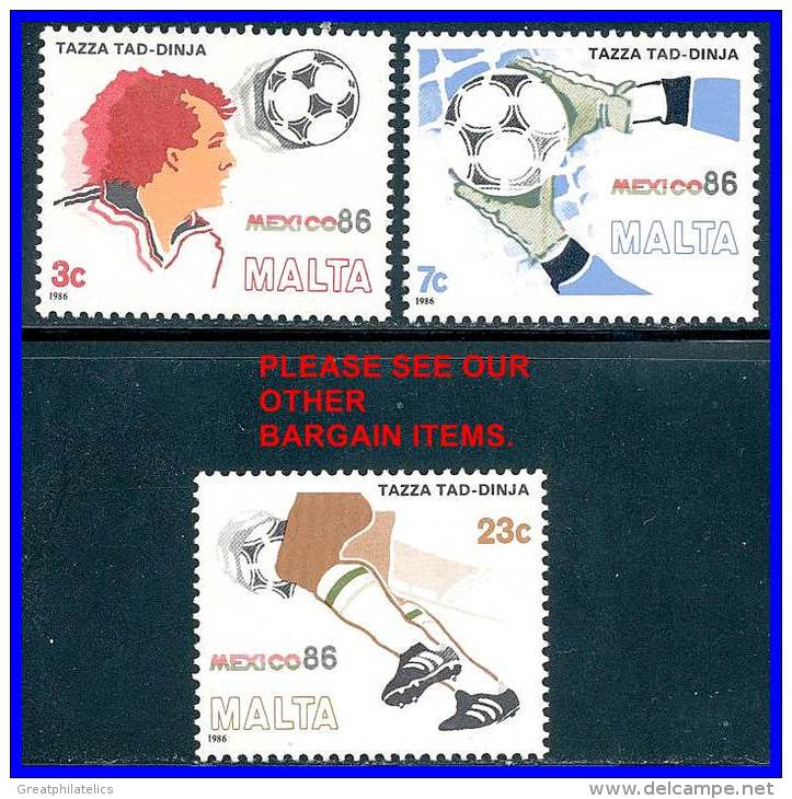 MALTA 1986 WORLD CUP SOCCER / FOOTBALL MEXICO SC# 679-81 VF MNH (D0254) - 1986 – Messico