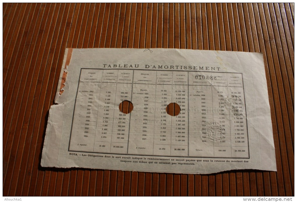 SNCF Compagnie Chemin De Fer Du Nord Emprunt 6 % Obligations 500 Fr. 1919 Titre Action Perforées Perforations - Chemin De Fer & Tramway