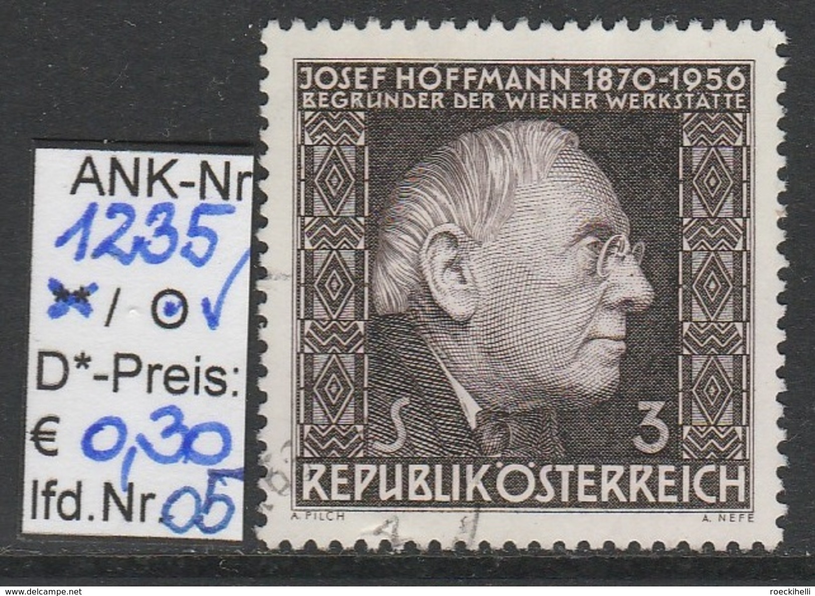 6.5.1966 -  SM  "10. Todestag V. Dr. H.c. Josef Hoffmann"  O  Gestempelt  - Siehe Scan (1235o 01-21) - Gebruikt