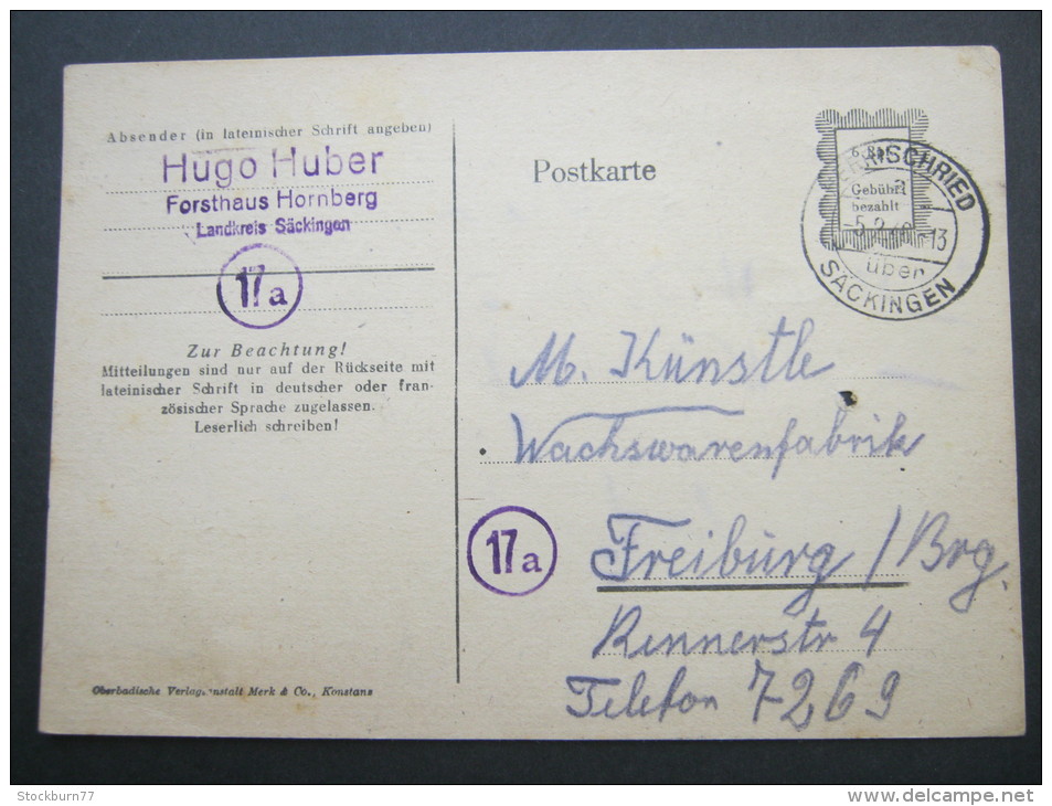 1946, Notganzsache Aus  Herschried, Min. Loch - Andere & Zonder Classificatie