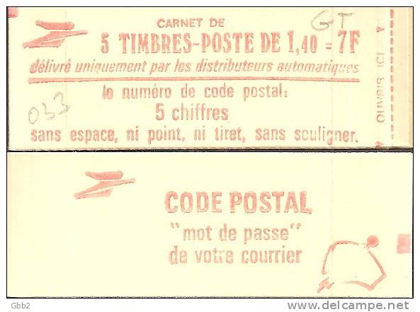 CARNET 2102-C 1a Sabine De Gandon "CODE POSTAL" Fermé. Variété Impression LOGO Au Verso TRES Défectueuse, RARE - Carnets