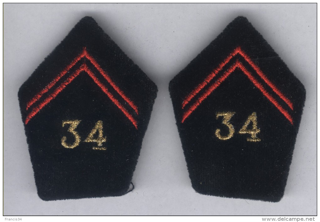 Pattes De Col Du 34e Régiment De Génie - Officier - Patches