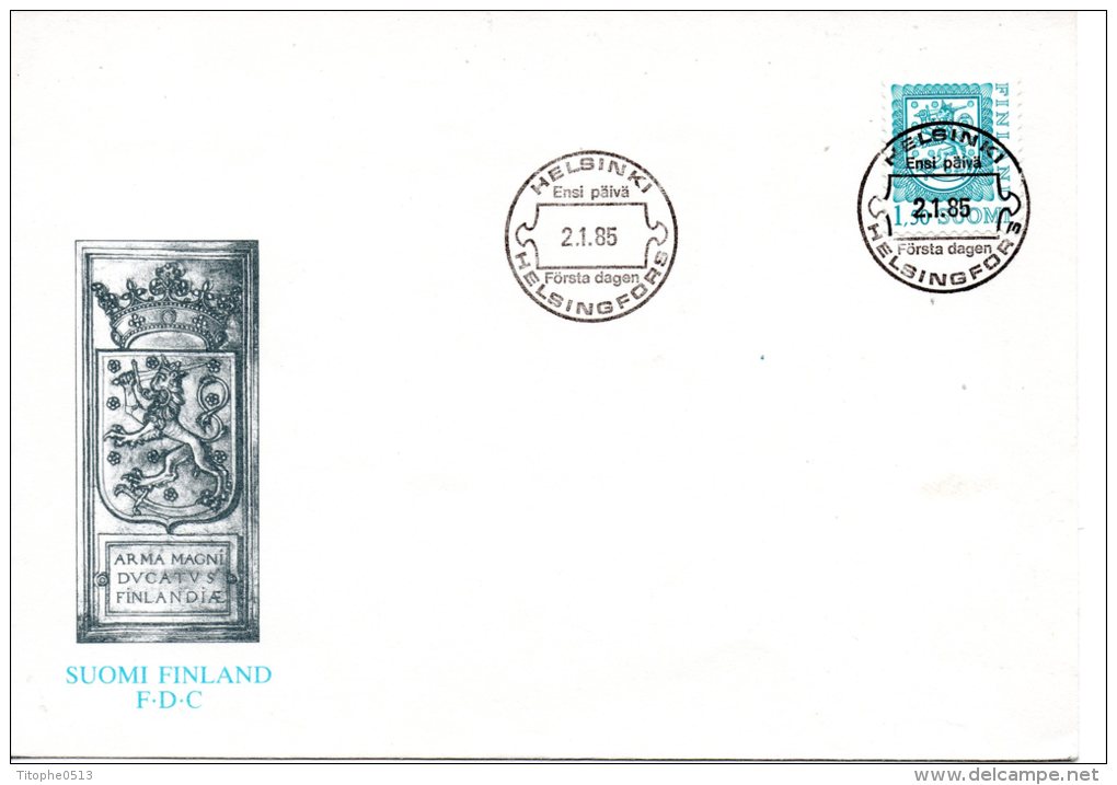 FINLANDE. N°917 Sur Enveloppe 1er Jour (FDC) De 1985. Armoiries Nationales. - Briefe U. Dokumente