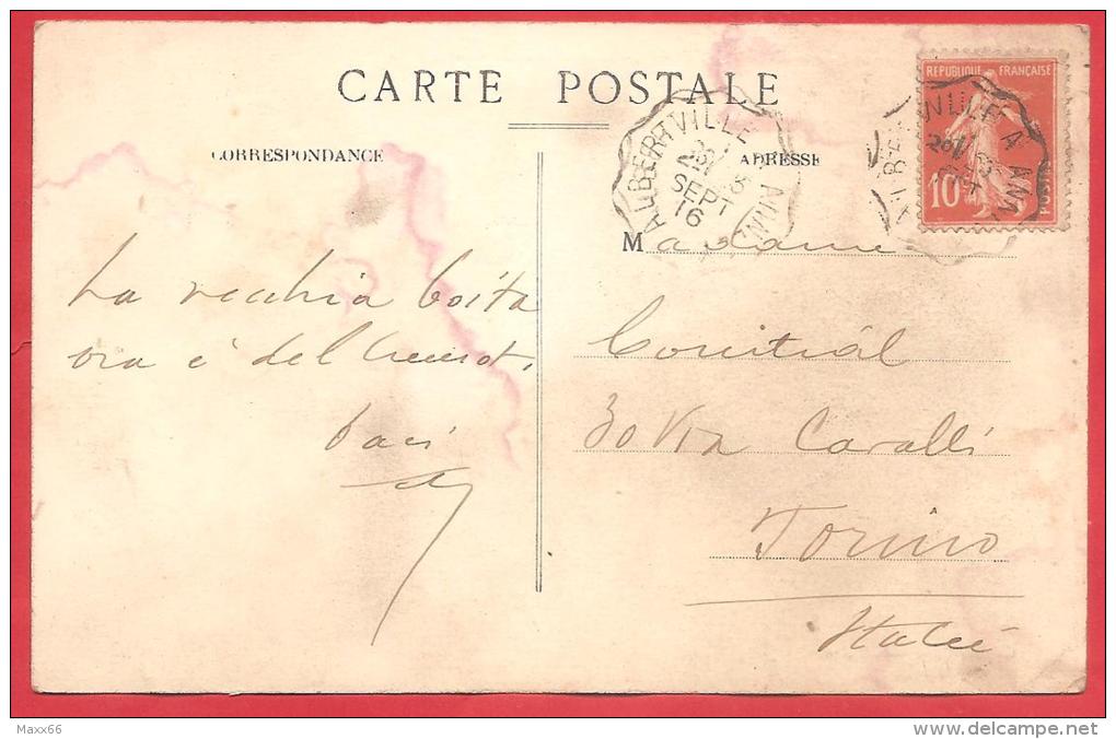 CARTOLINA VIAGGIATA FRANCIA  UGINE - Les Fontaines D'Ugine - 9 X 14 Cm - ANN. AMB. FERROVIARIO ALBERTVILLE ANNECY 1916 - Ugine