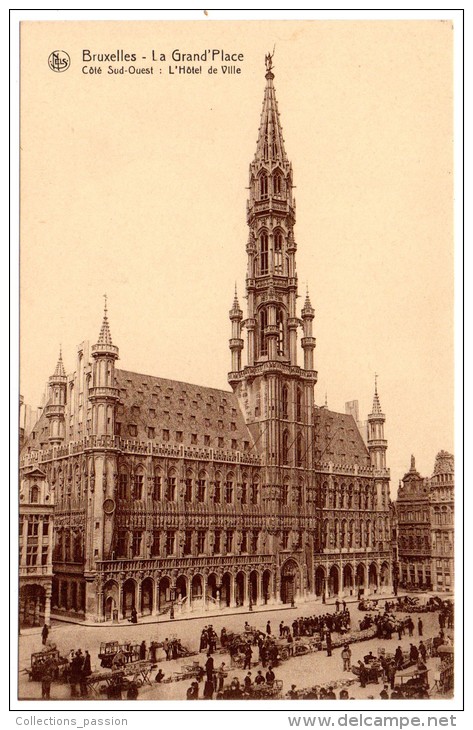 CP, BELGIQUE, BRUXELLES, La Grand´Place, Côté Sud-Ouest, L'Hôtel De Ville, Vierge - Squares