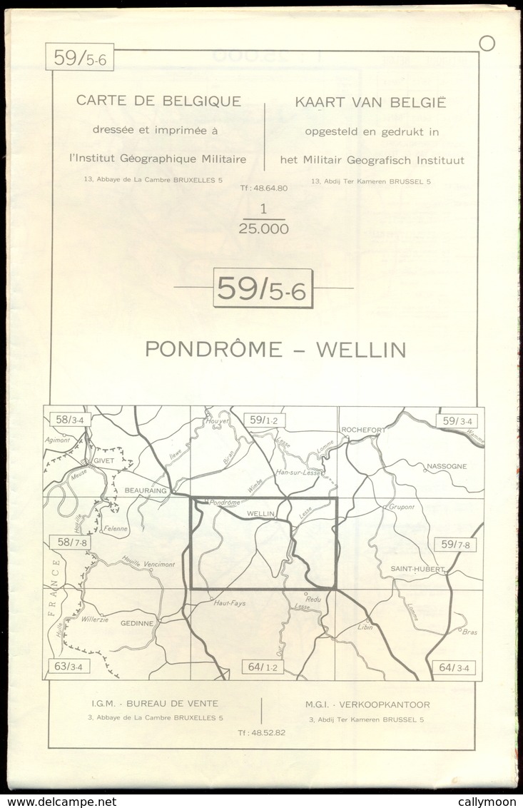 Institut Géographique Militaire - PONDRÔME-WELLIN,  59/5-6 - Cartes Géographiques