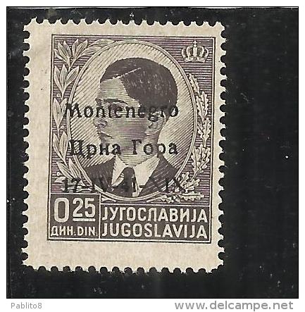 OCCUPAZIONE ITALIANA ITALY ITALIA MONTENEGRO 1941 SOPRASTAMPATO OVERPRINTED 25 P MNH - Montenegro