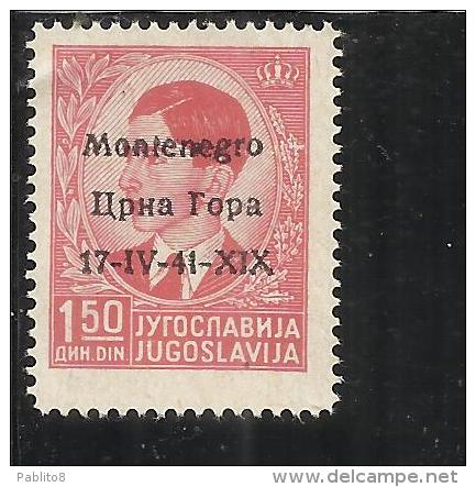 OCCUPAZIONE ITALIANA ITALY ITALIA MONTENEGRO 1941 SOPRASTAMPATO OVERPRINTED 1,50 D MNH - Montenegro